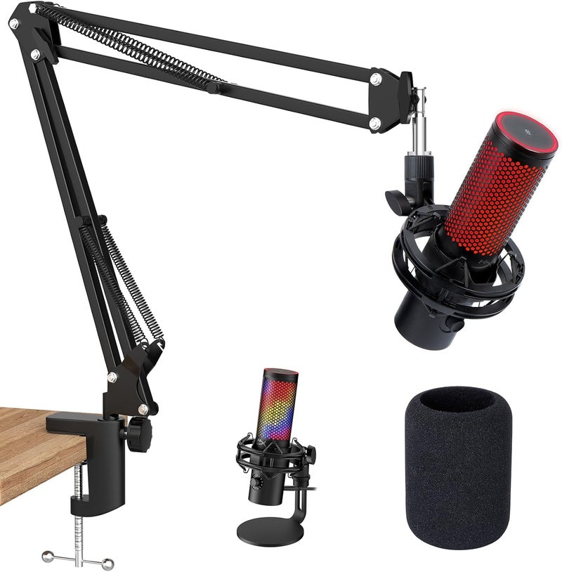 SUNMON QuadCast 2 Boom Arm, Mic Arm Microphone Arm for HyperX QuadCast 2 with HyperX QuadCast 2 Pop Filter, 3/8" to 5/8" Adapter, by - Image 1